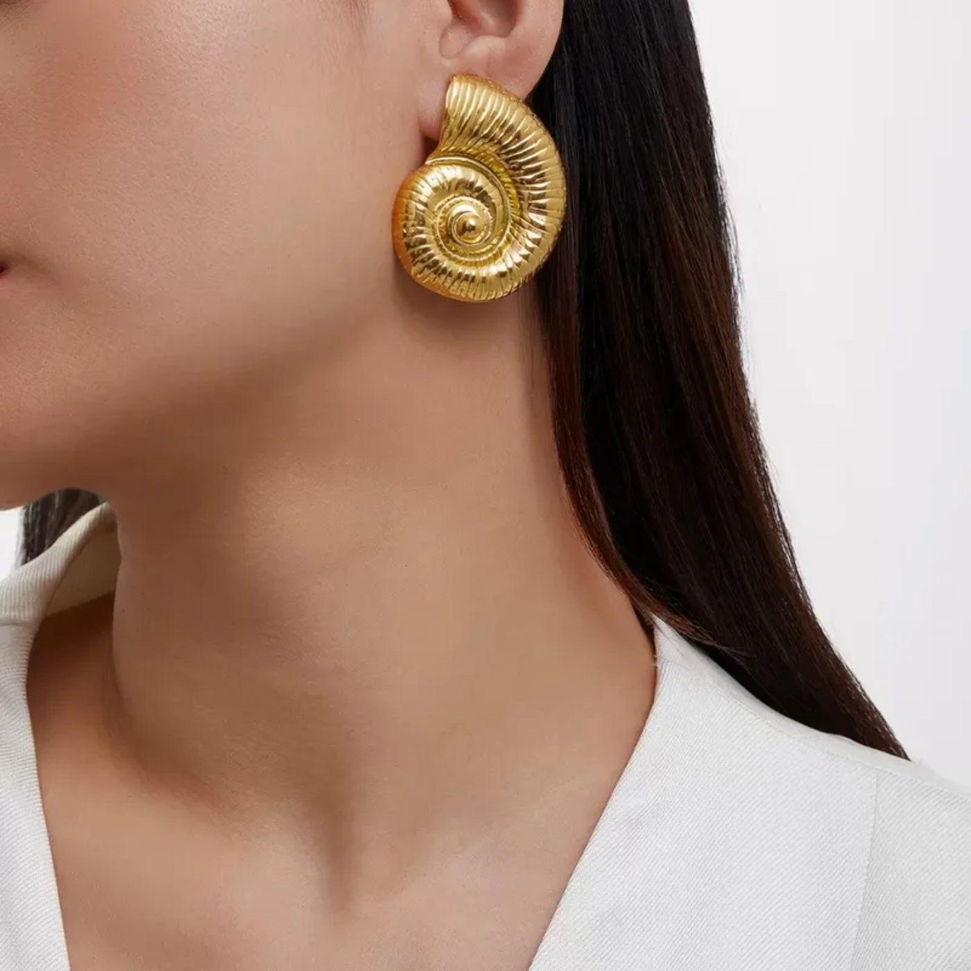 Nautilus Spiral Statement Earrings