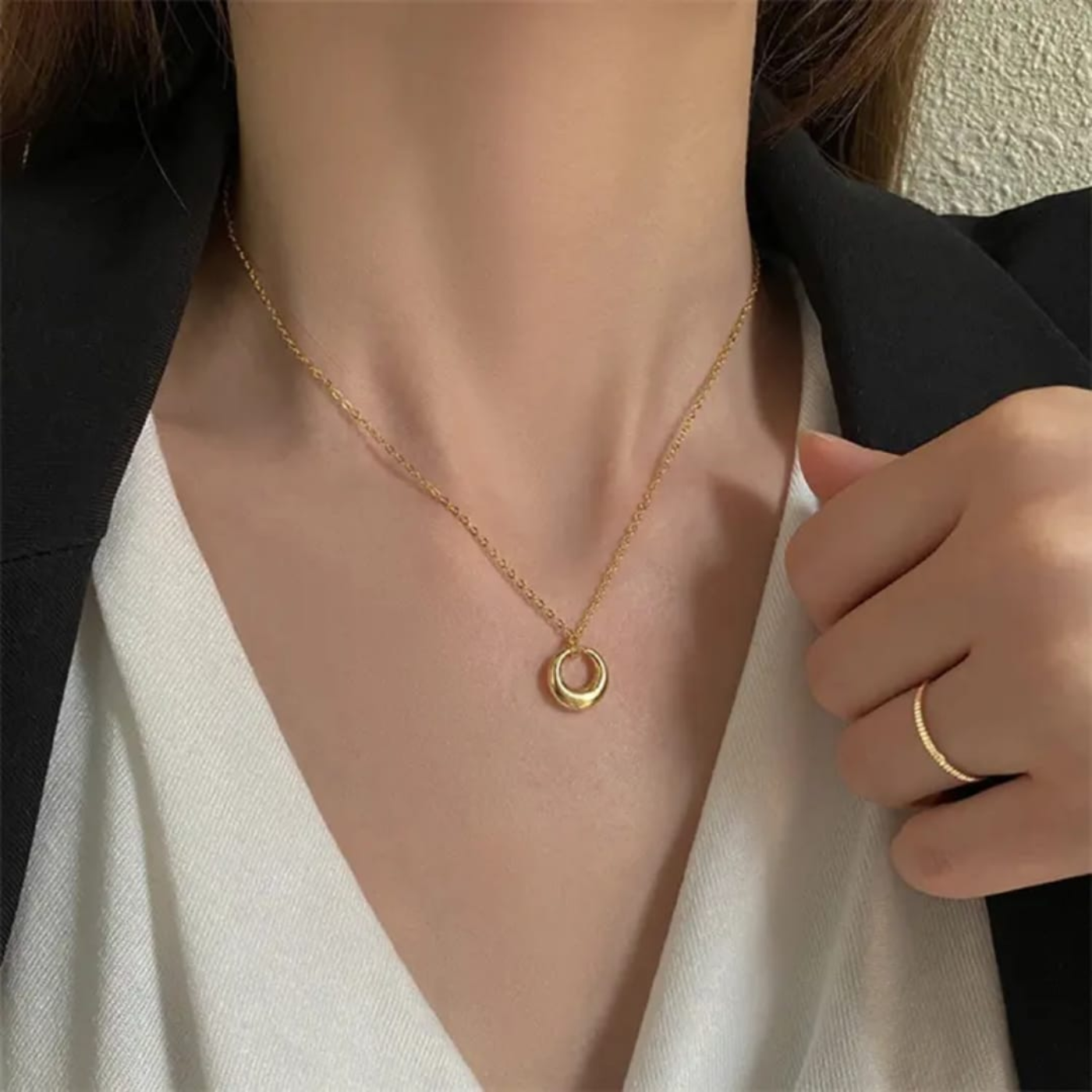 Orb Hollow Circle Pendant Necklace