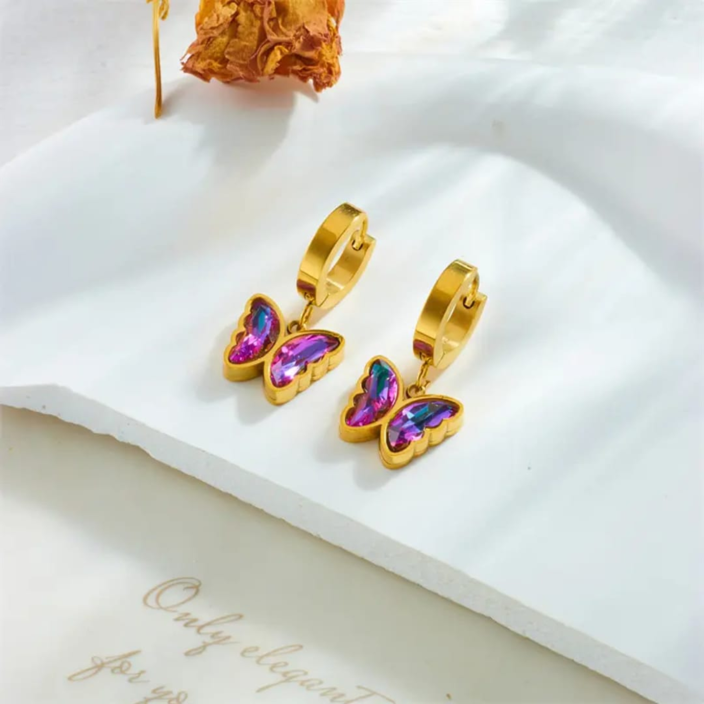 Luma Iridescent Butterfly Hoop Earrings