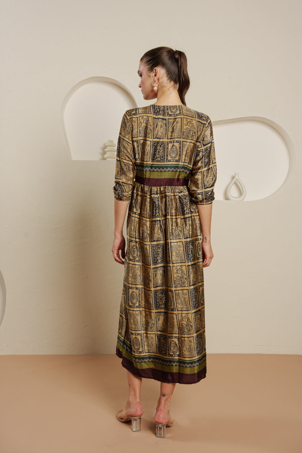 Baroque mosaic midi dress