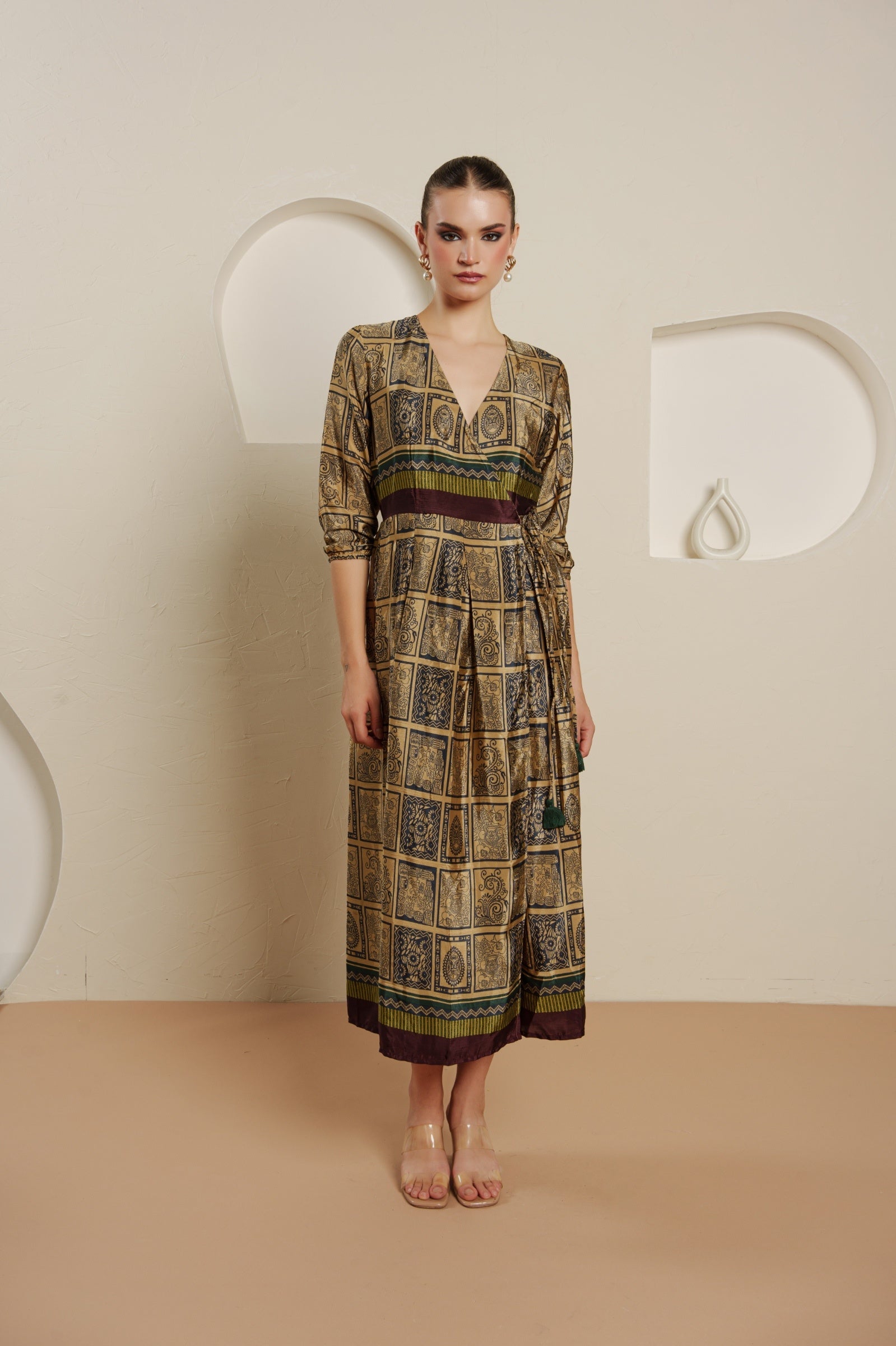 Baroque mosaic midi dress