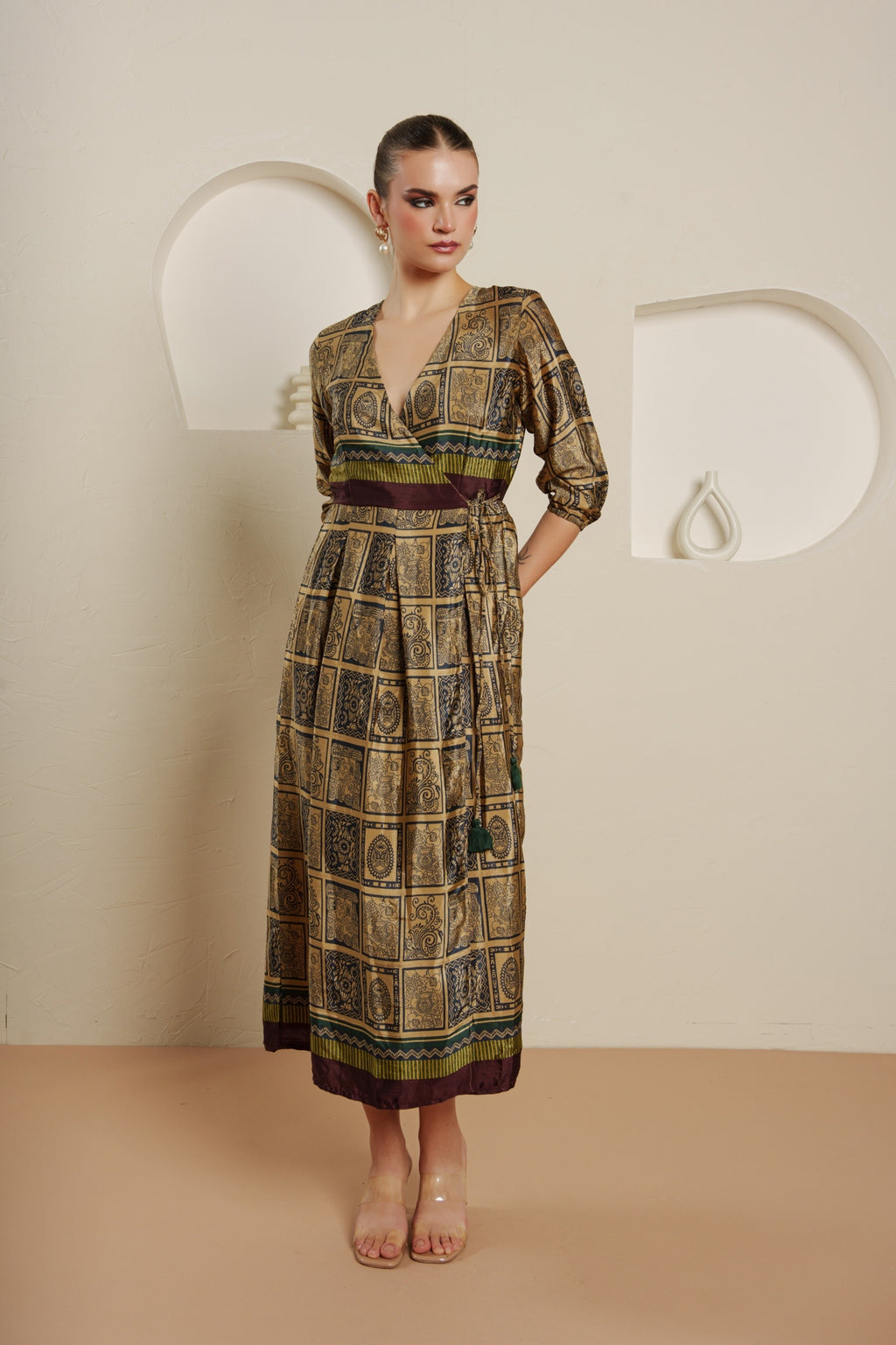 Baroque mosaic midi dress