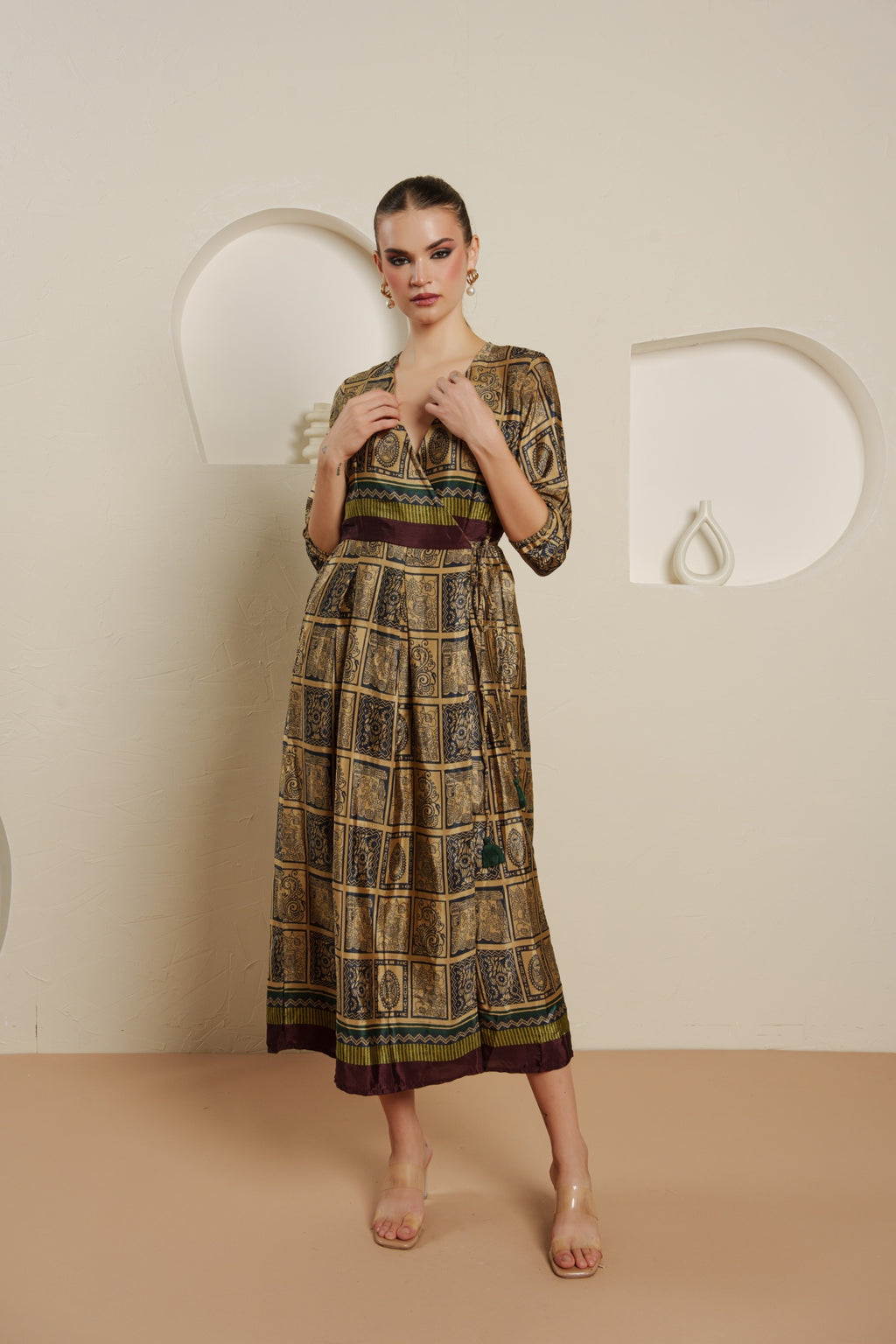 Baroque mosaic midi dress