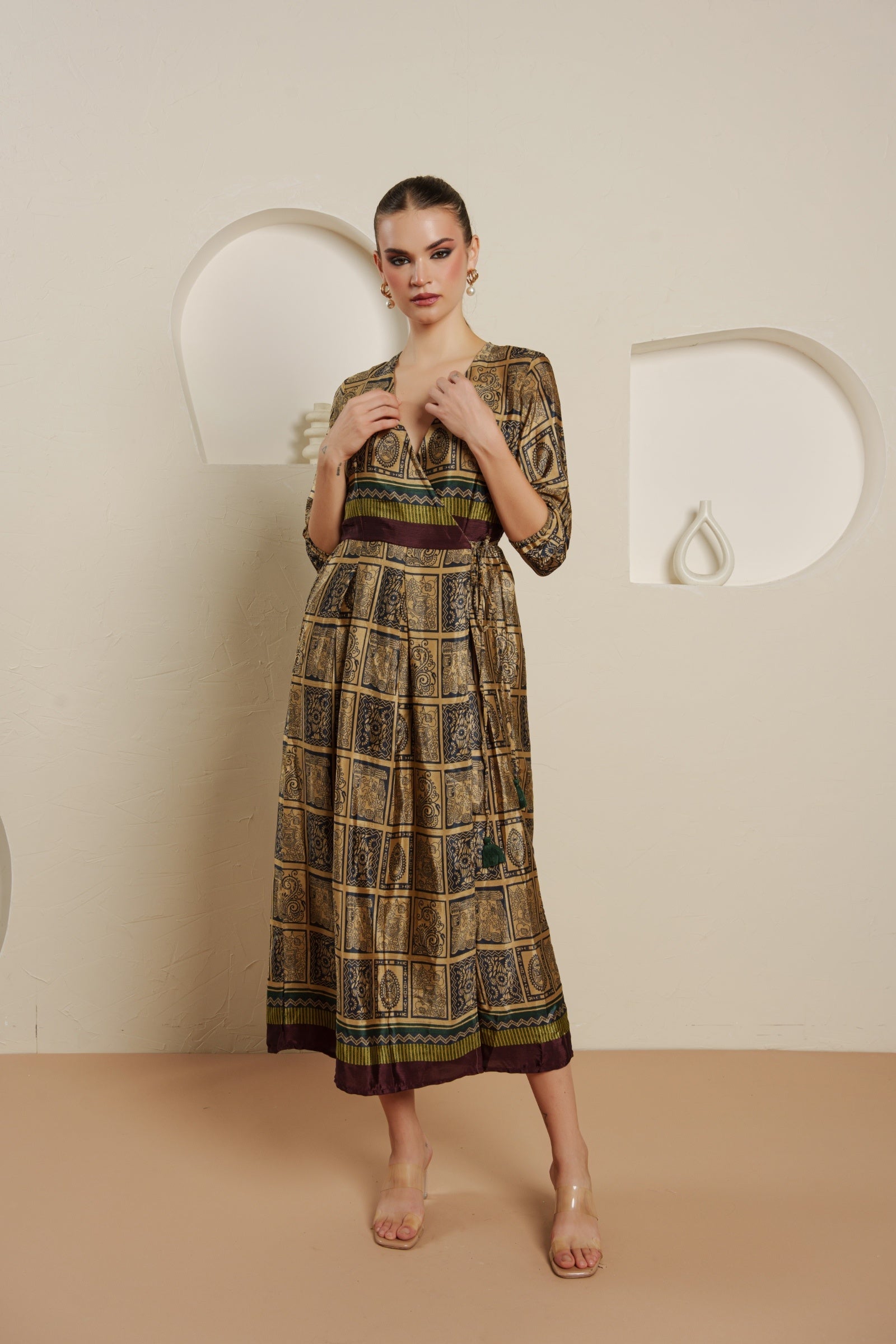 Baroque mosaic midi dress