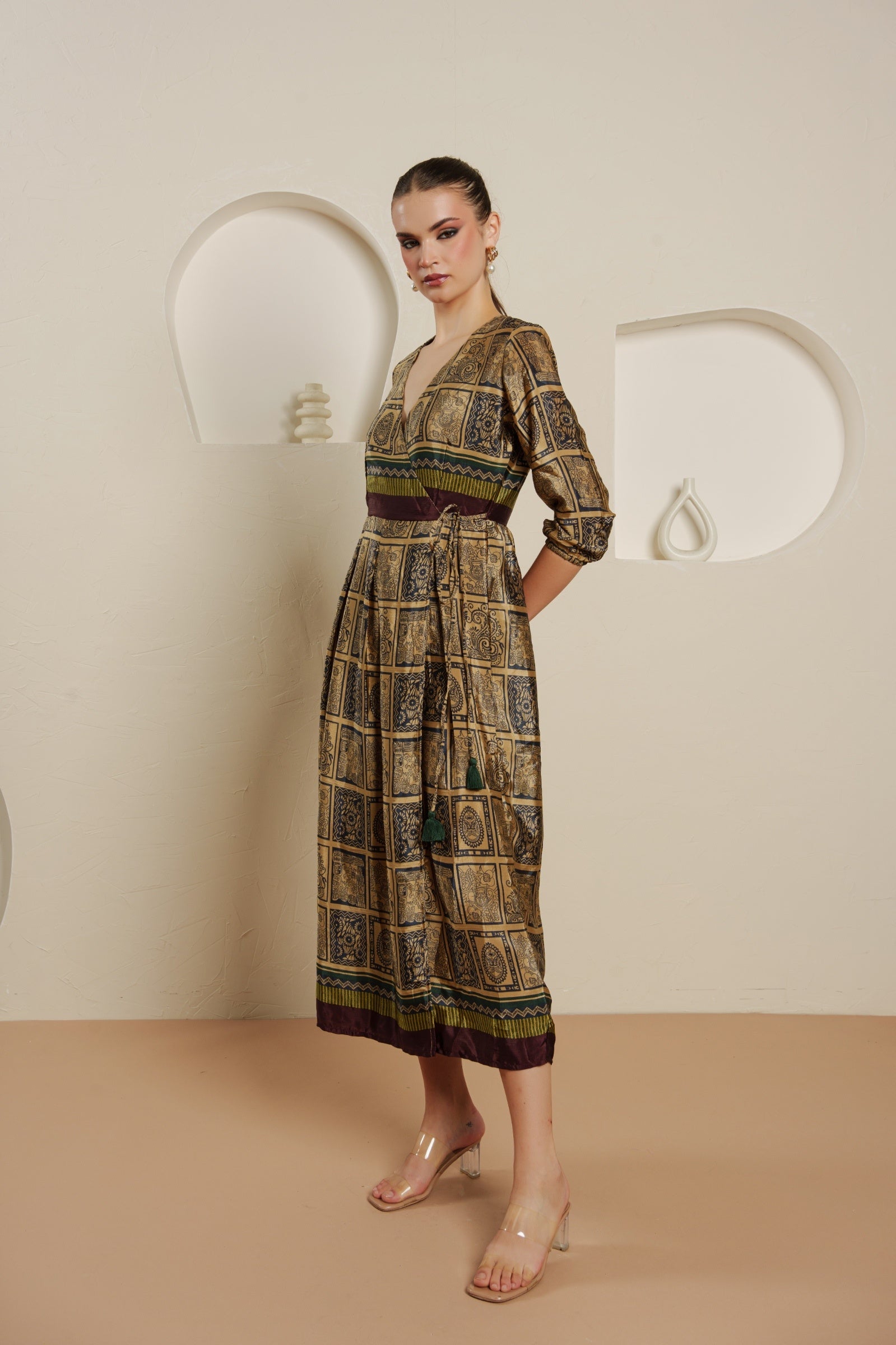 Baroque mosaic midi dress