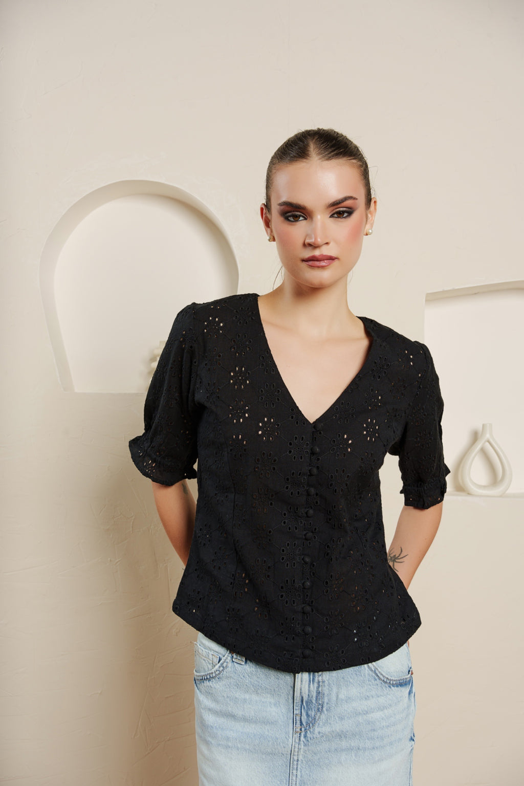 Midnight garden blouse
