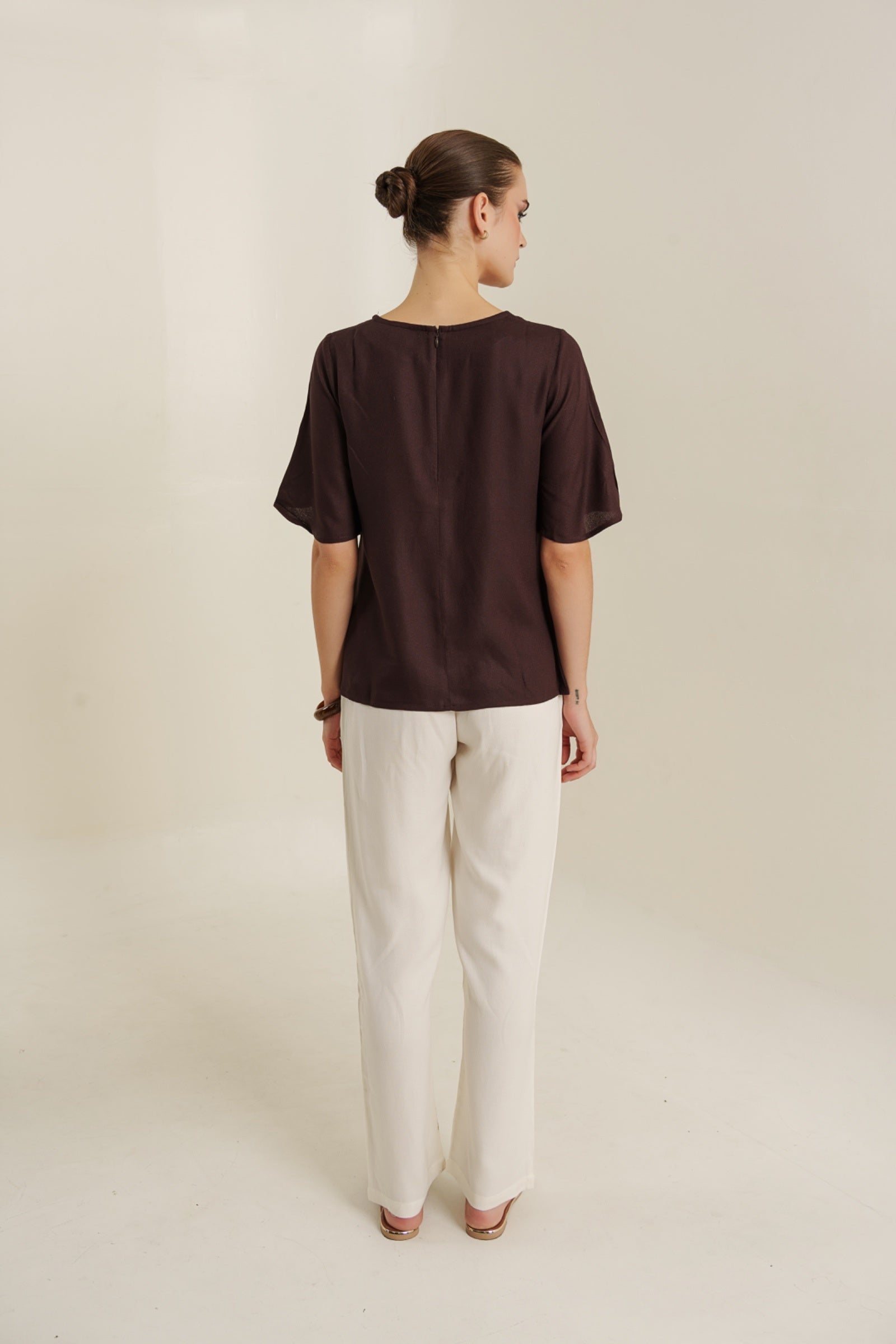 Mocha flutter blouse