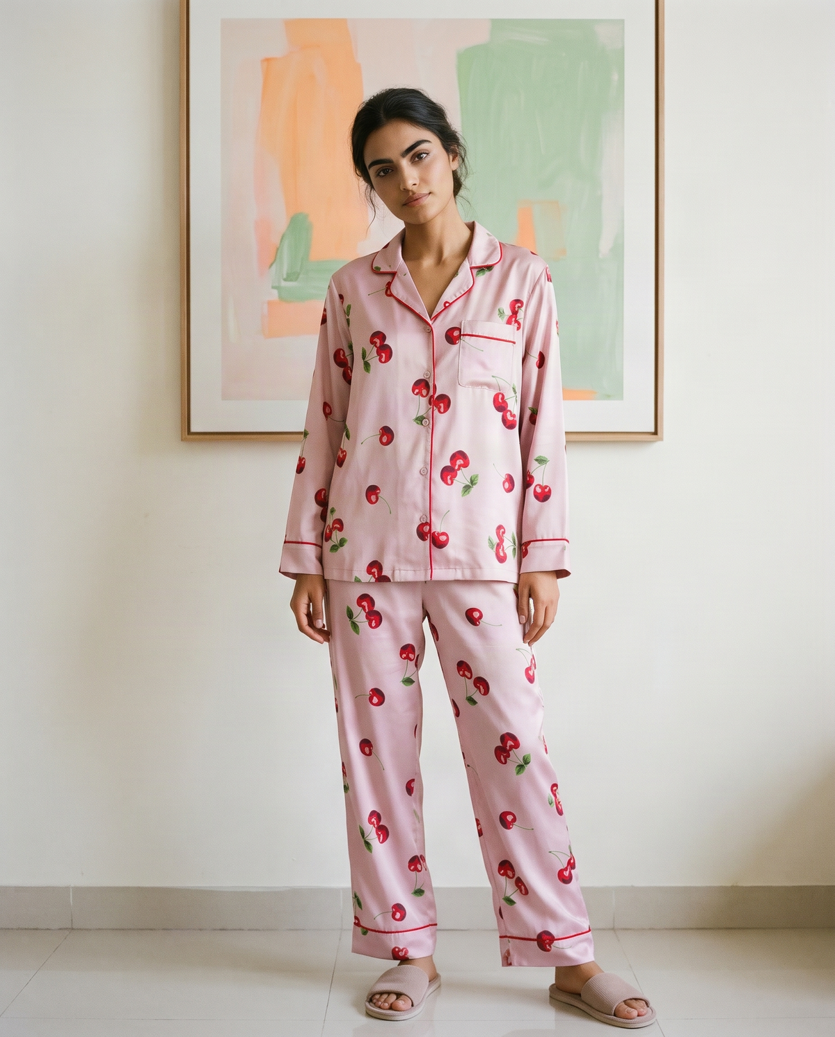 Cherry Pop - Pink Notched Collar Set