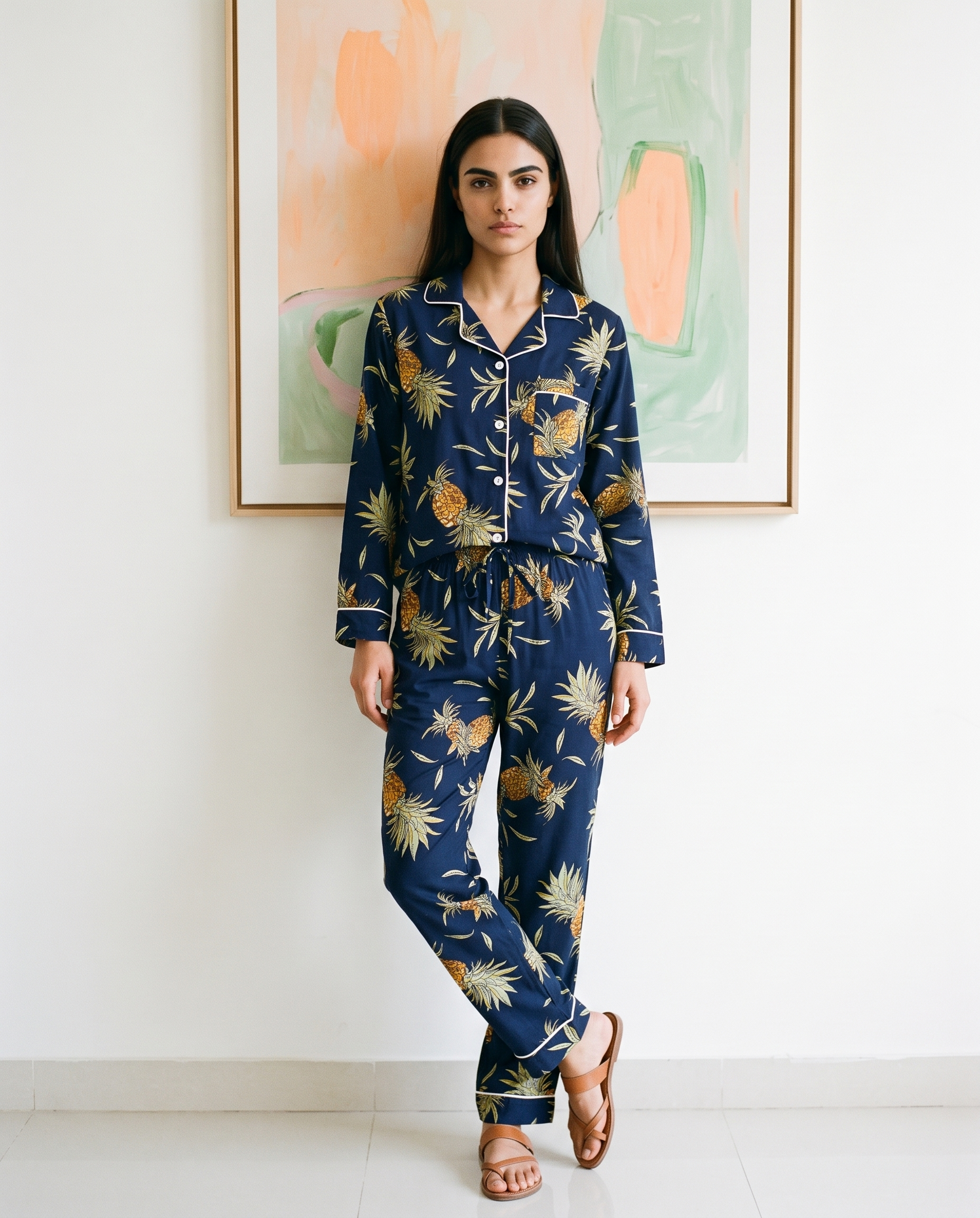 Midnight Pineapple Notched Collar Set