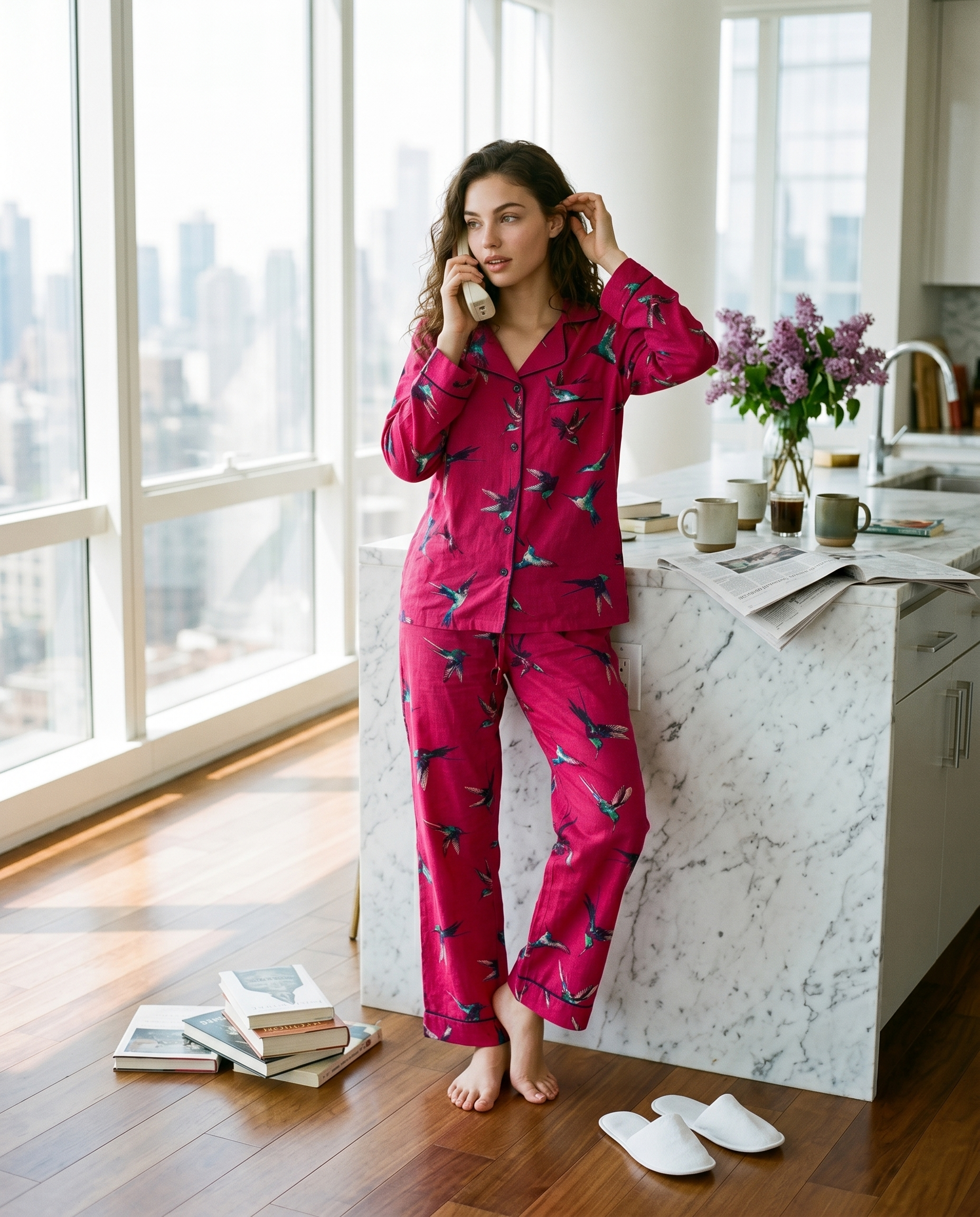 Fuchsia Hummingbird  Notched Collar Set