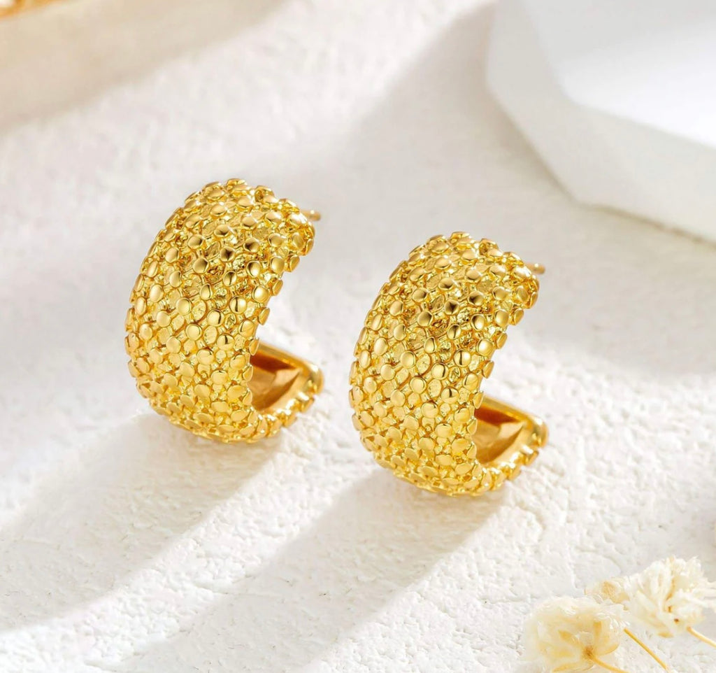 Gilded Pebble Half Hoops