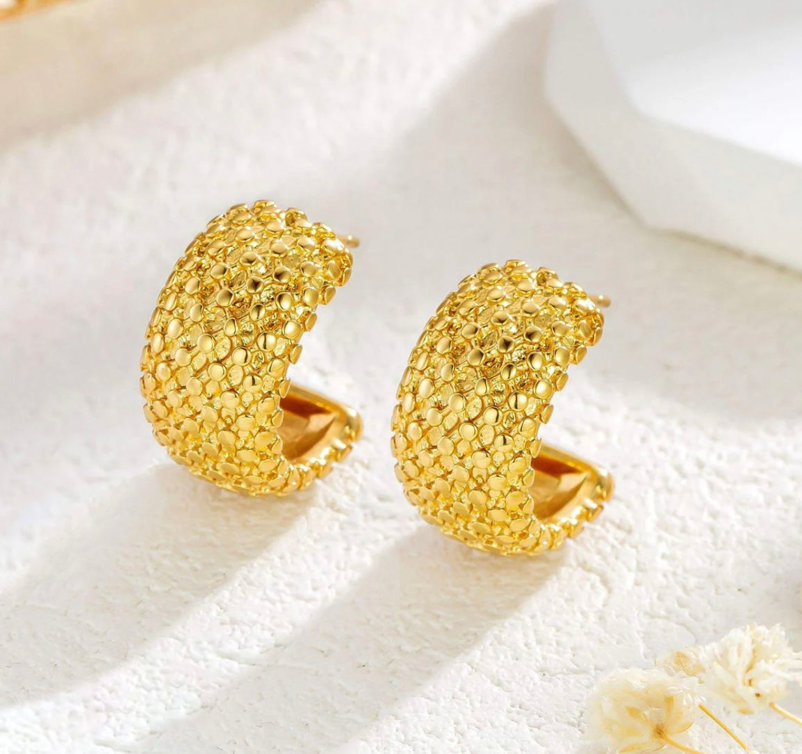 Gilded Pebble Half Hoops