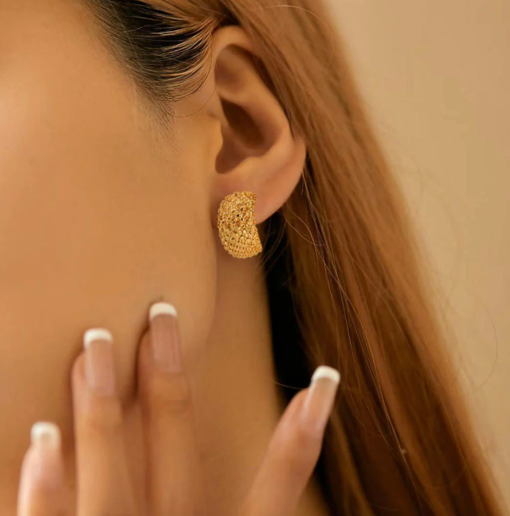 Gilded Pebble Half Hoops