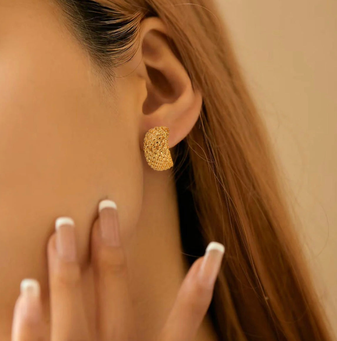 Gilded Pebble Half Hoops