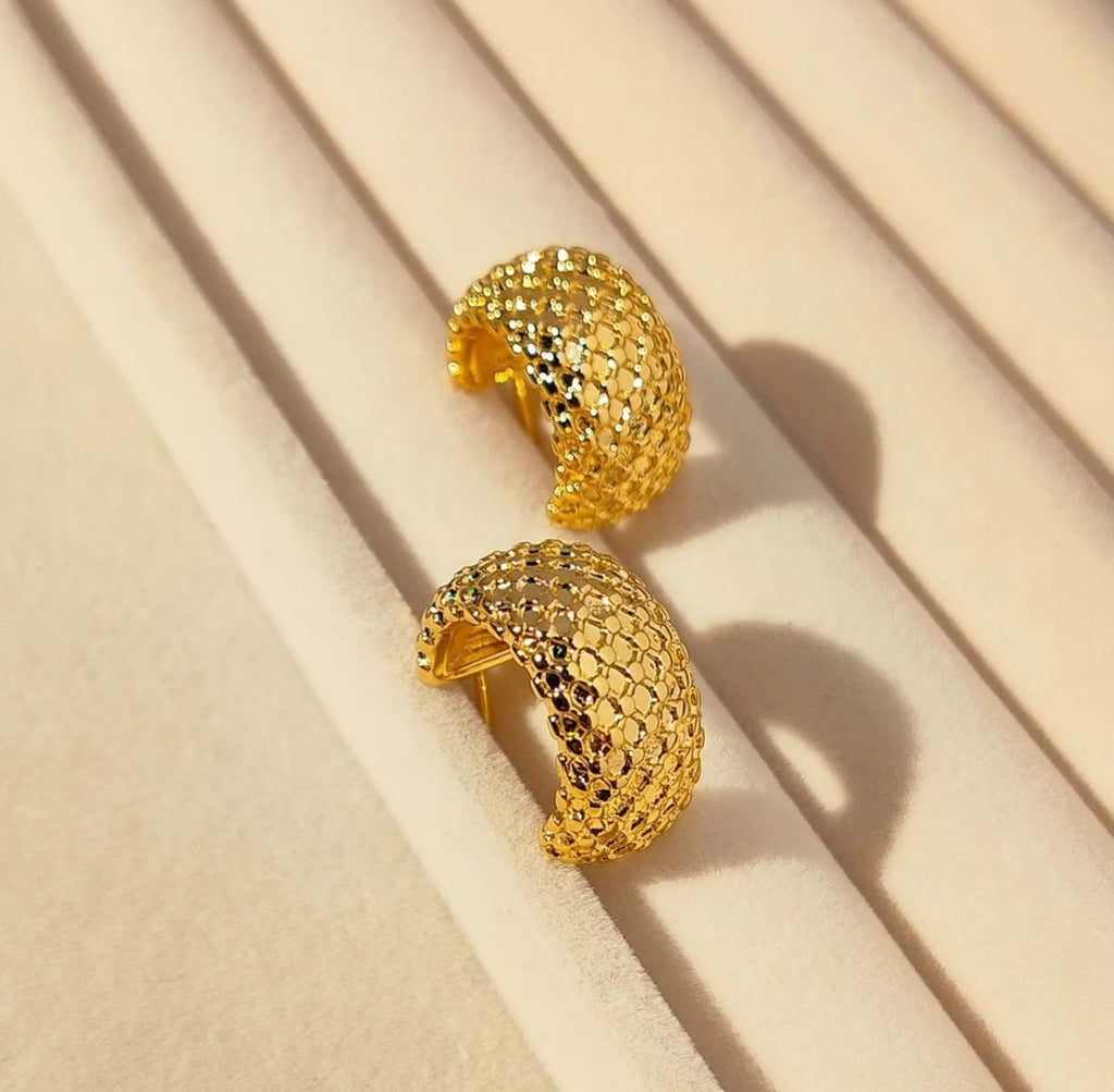 Gilded Pebble Half Hoops