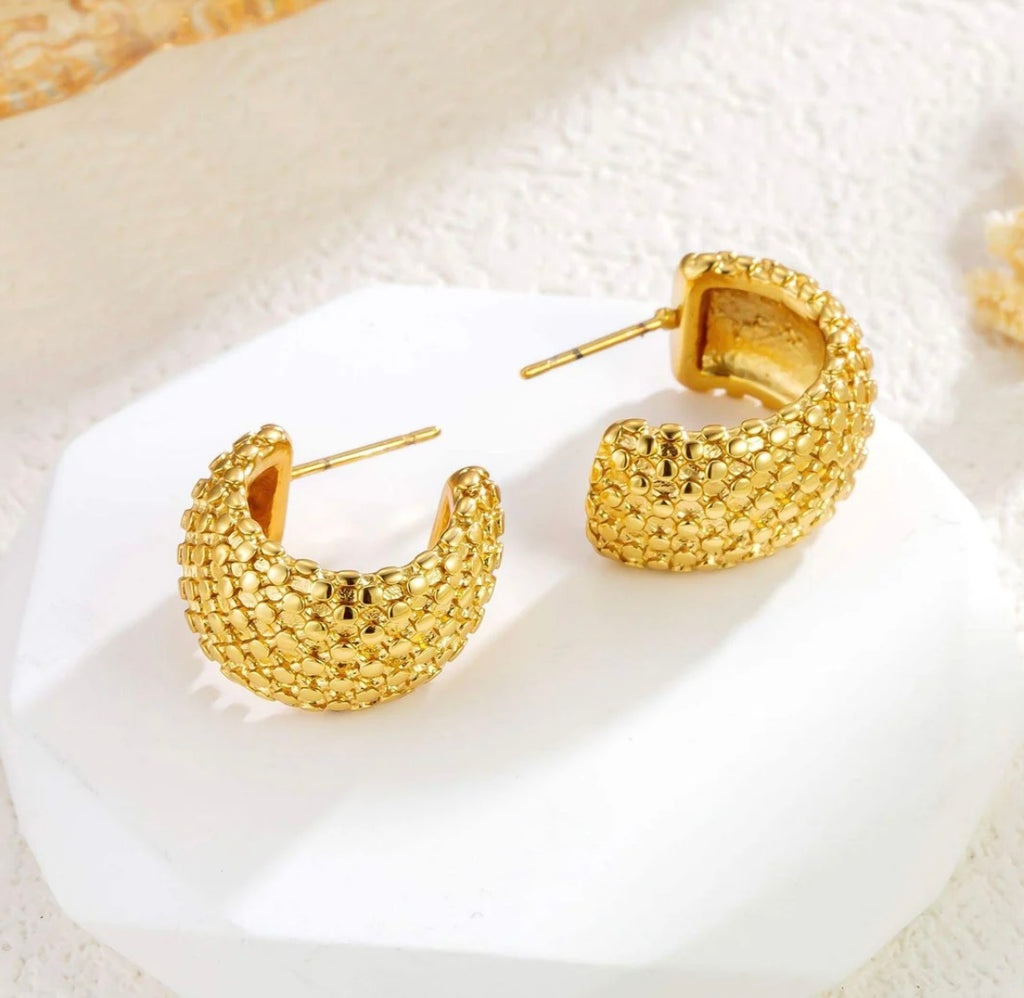 Gilded Pebble Half Hoops
