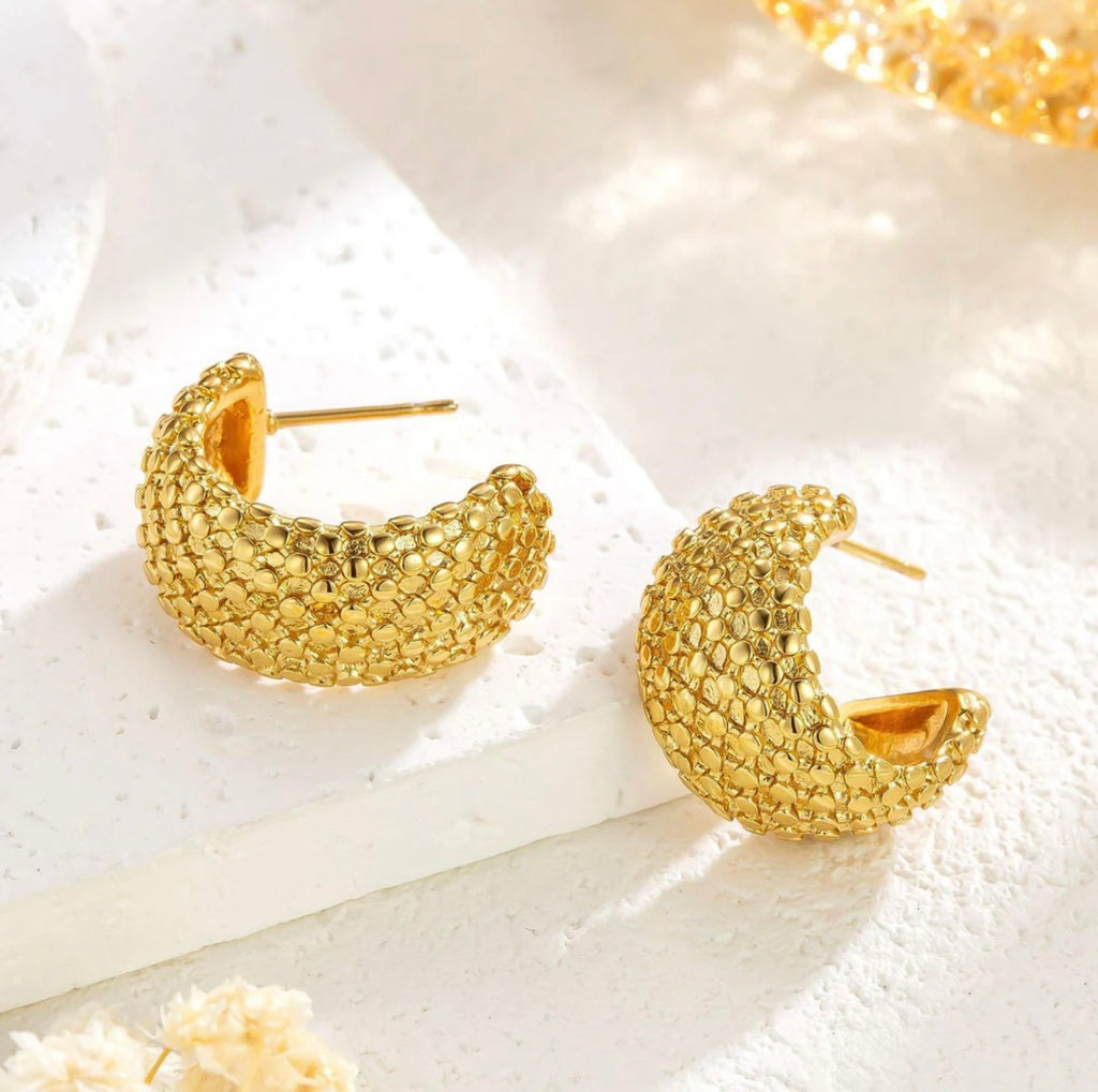 Gilded Pebble Half Hoops
