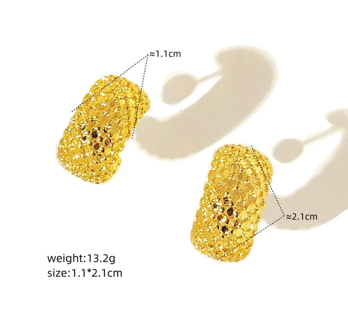 Gilded Pebble Half Hoops