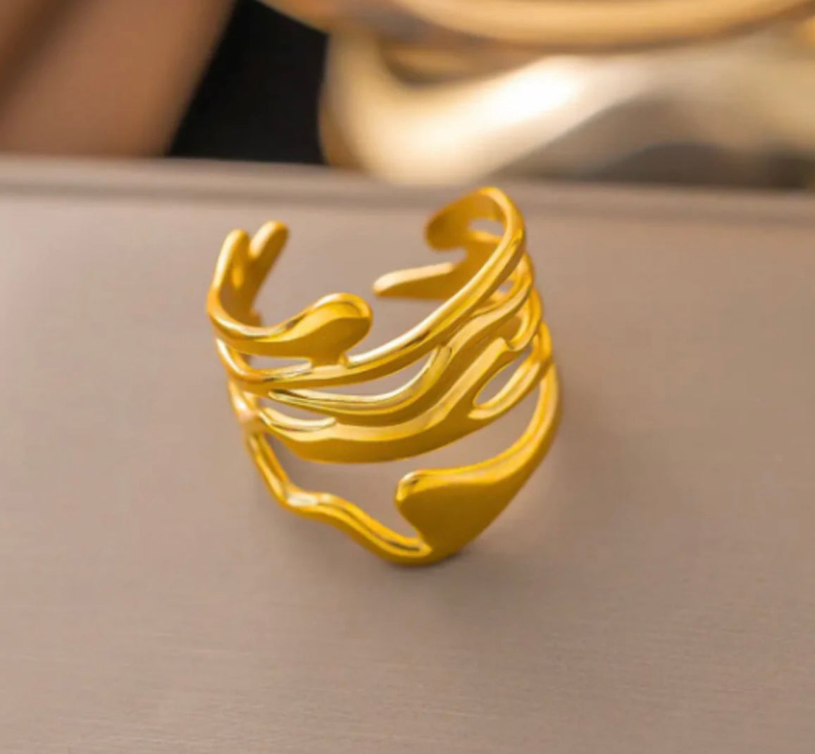Zephyr Wave Open Cuff Ring