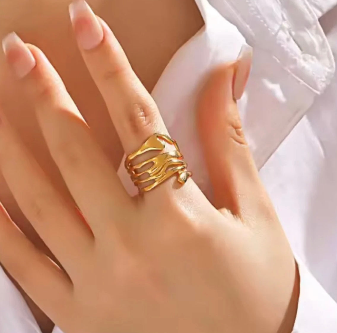 Zephyr Wave Open Cuff Ring