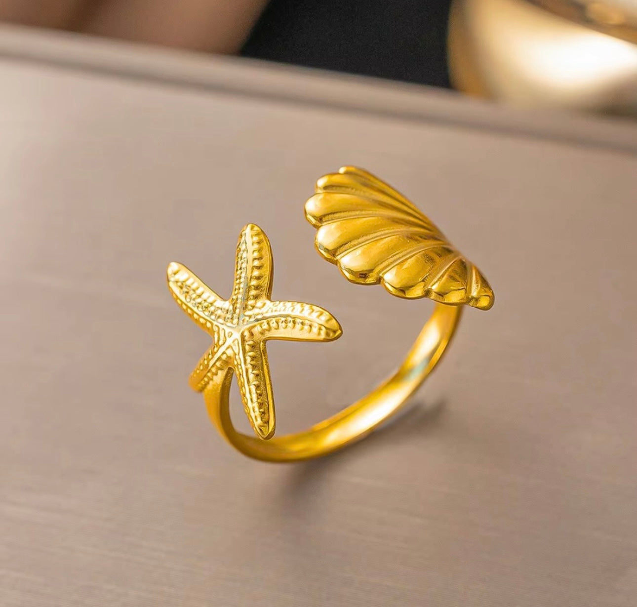 Marea Shell & Starfish Open Ring