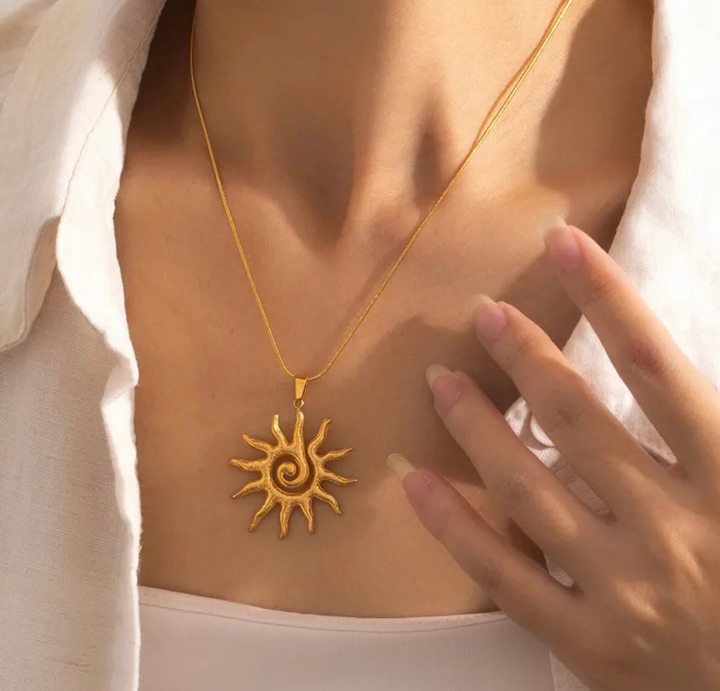 Heliana Spiral Sun Pendant Necklace