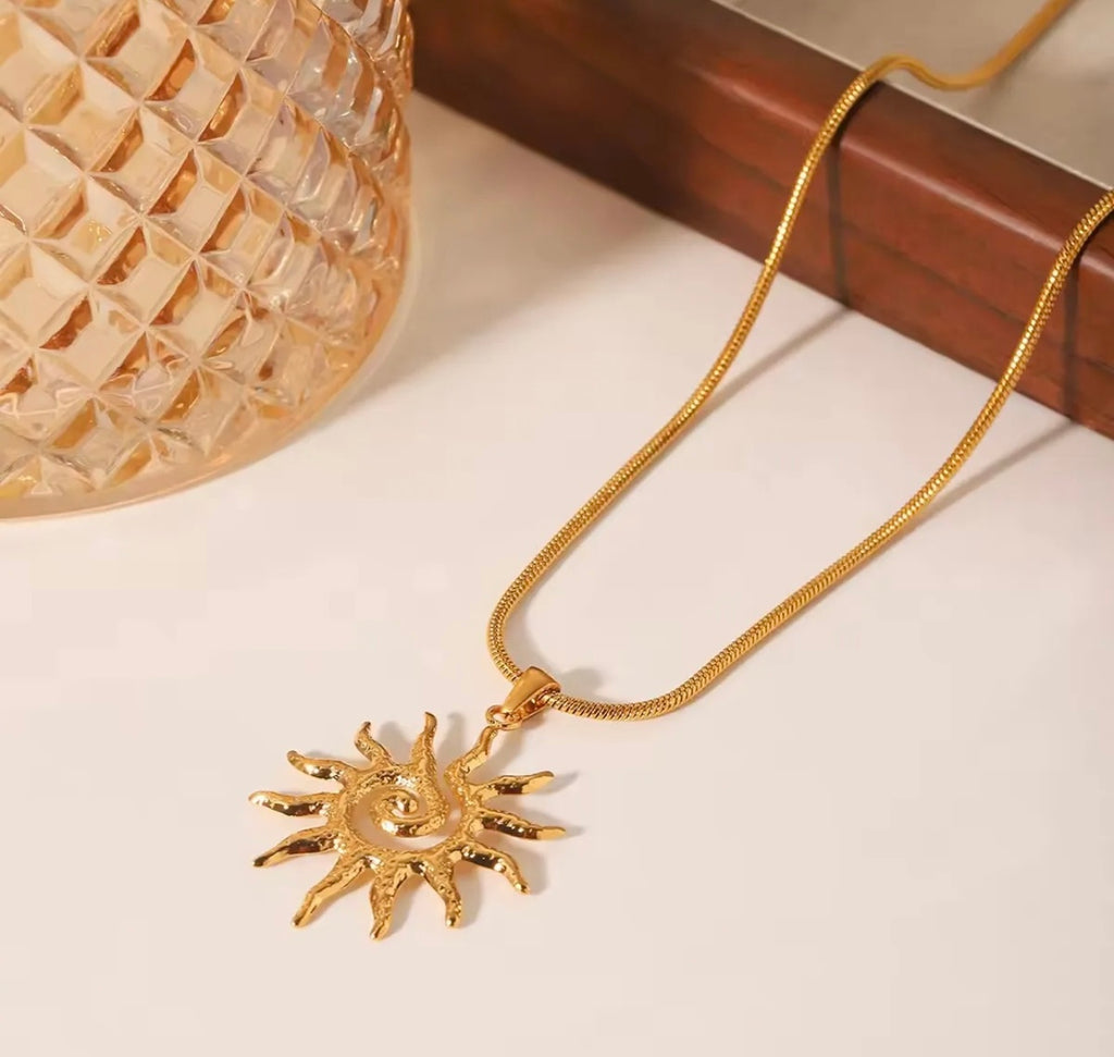 Heliana Spiral Sun Pendant Necklace