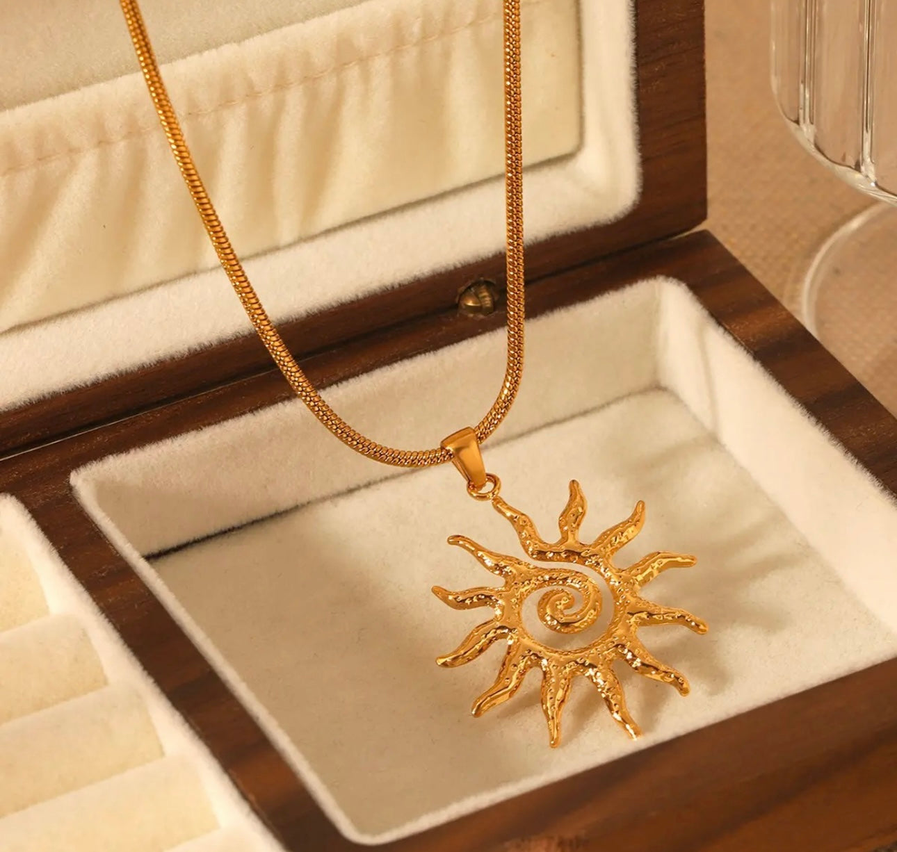 Heliana Spiral Sun Pendant Necklace