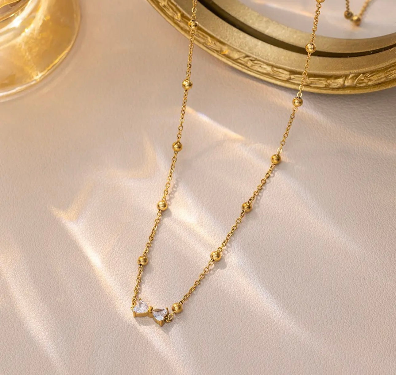 Gemella Double Heart Satellite Necklace