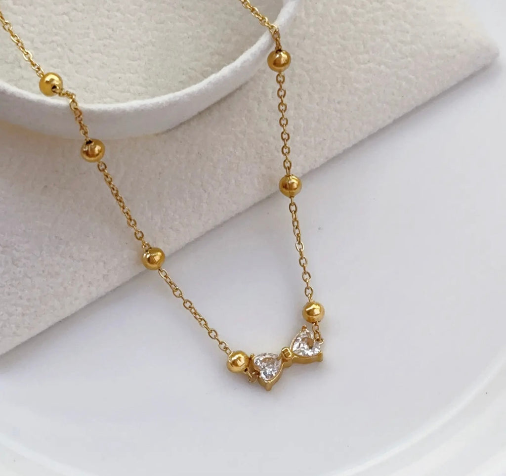 Gemella Double Heart Satellite Necklace