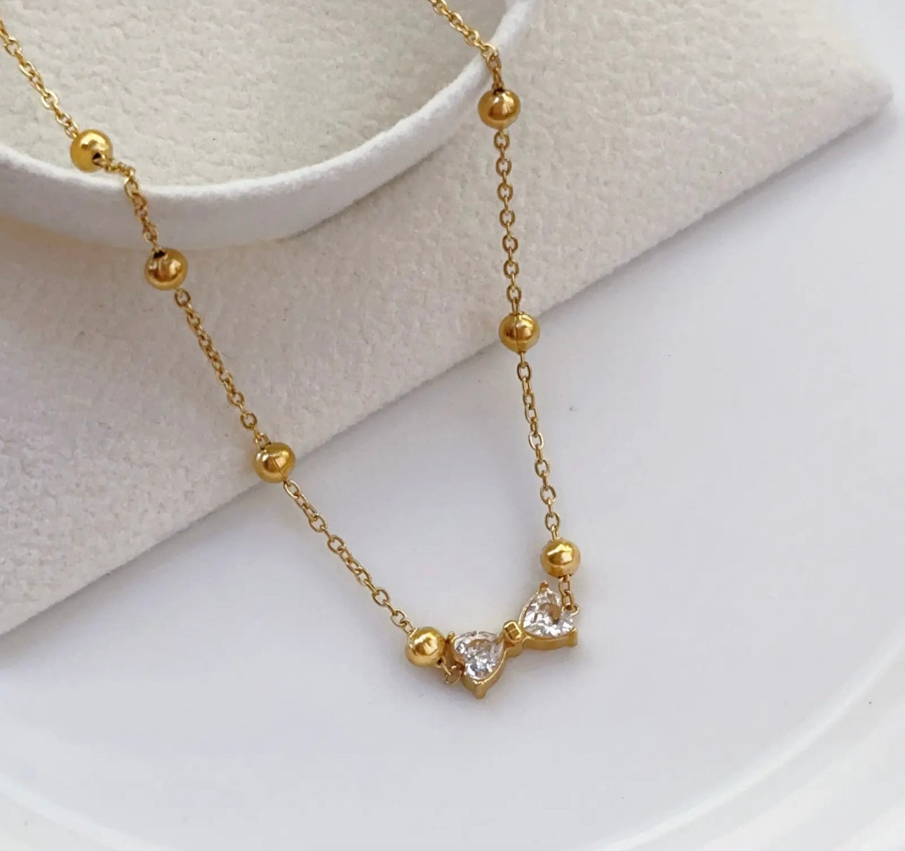 Gemella Double Heart Satellite Necklace