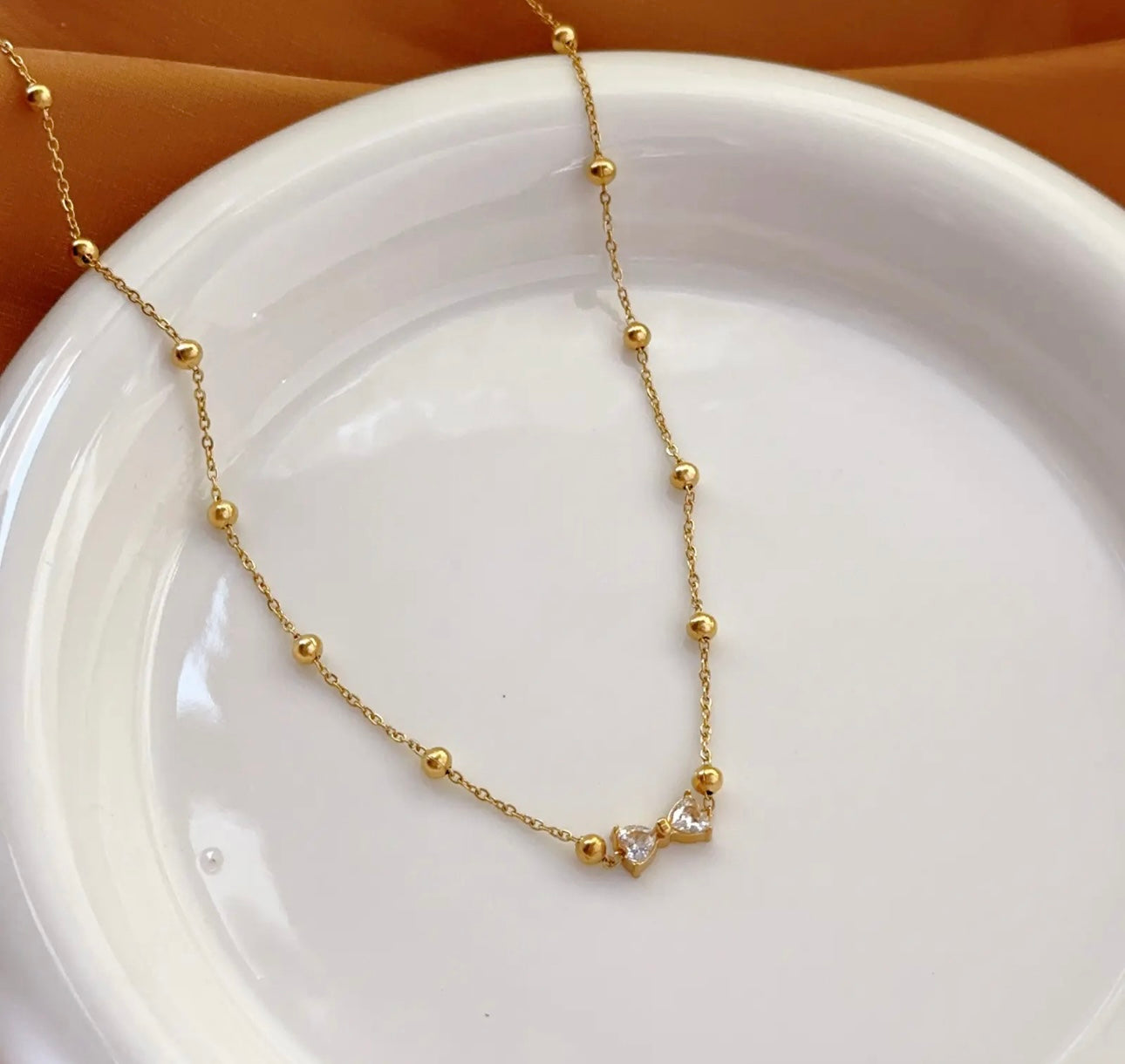 Gemella Double Heart Satellite Necklace