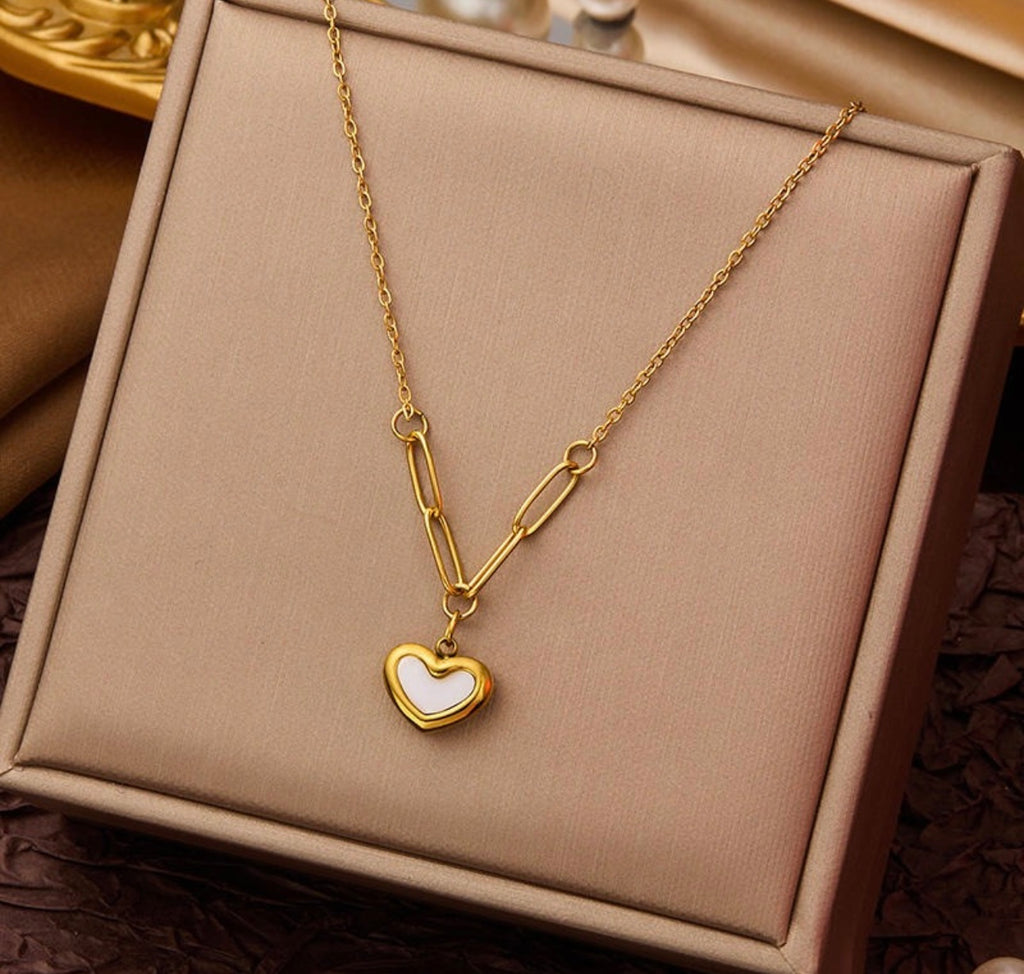 Cora Enamel Heart Pendant Necklace
