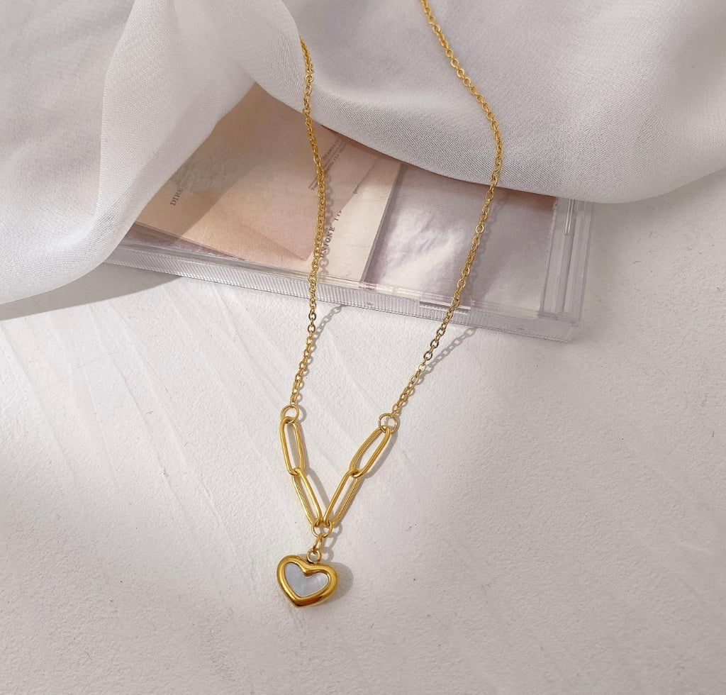 Cora Enamel Heart Pendant Necklace