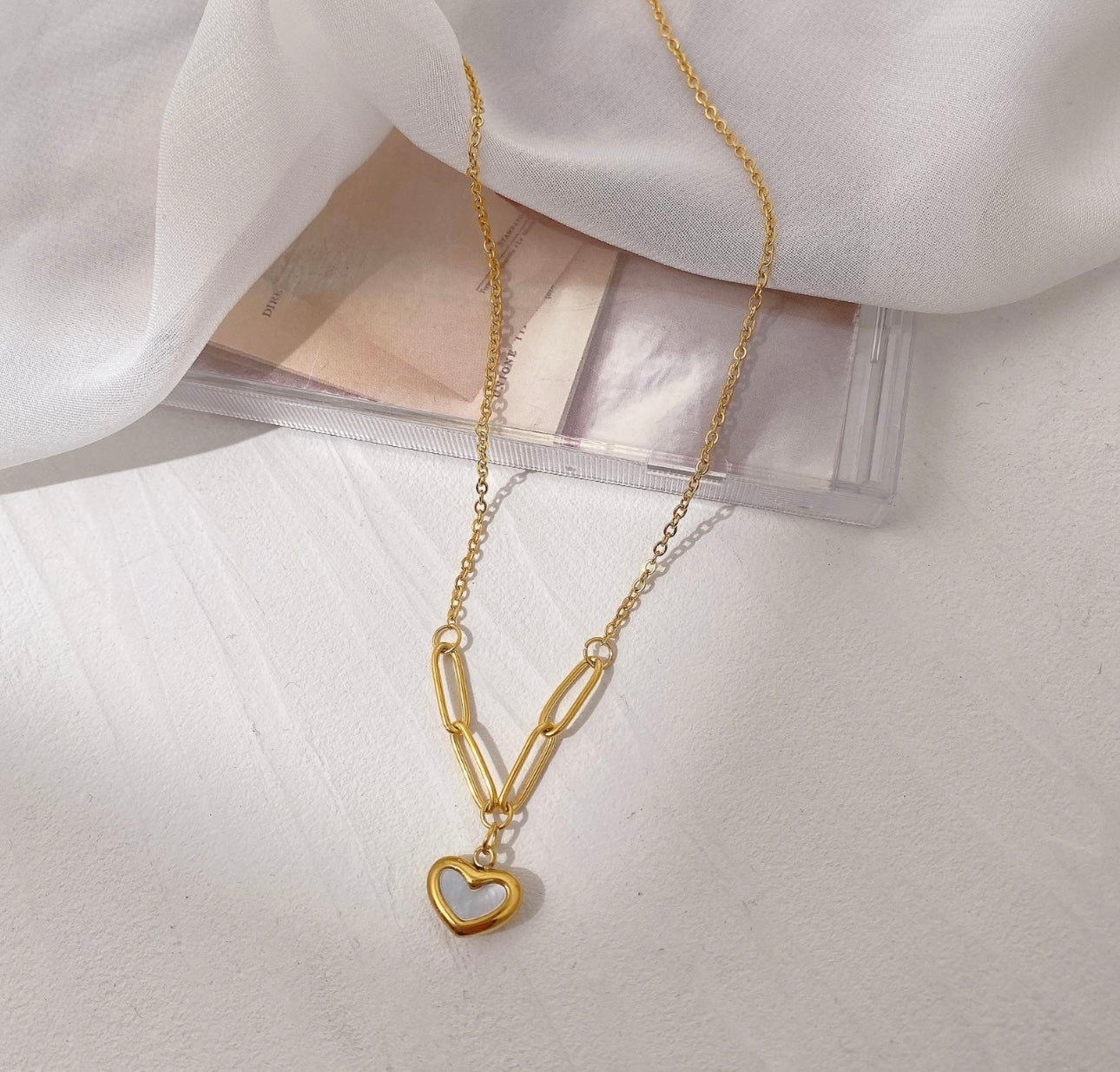 Cora Enamel Heart Pendant Necklace
