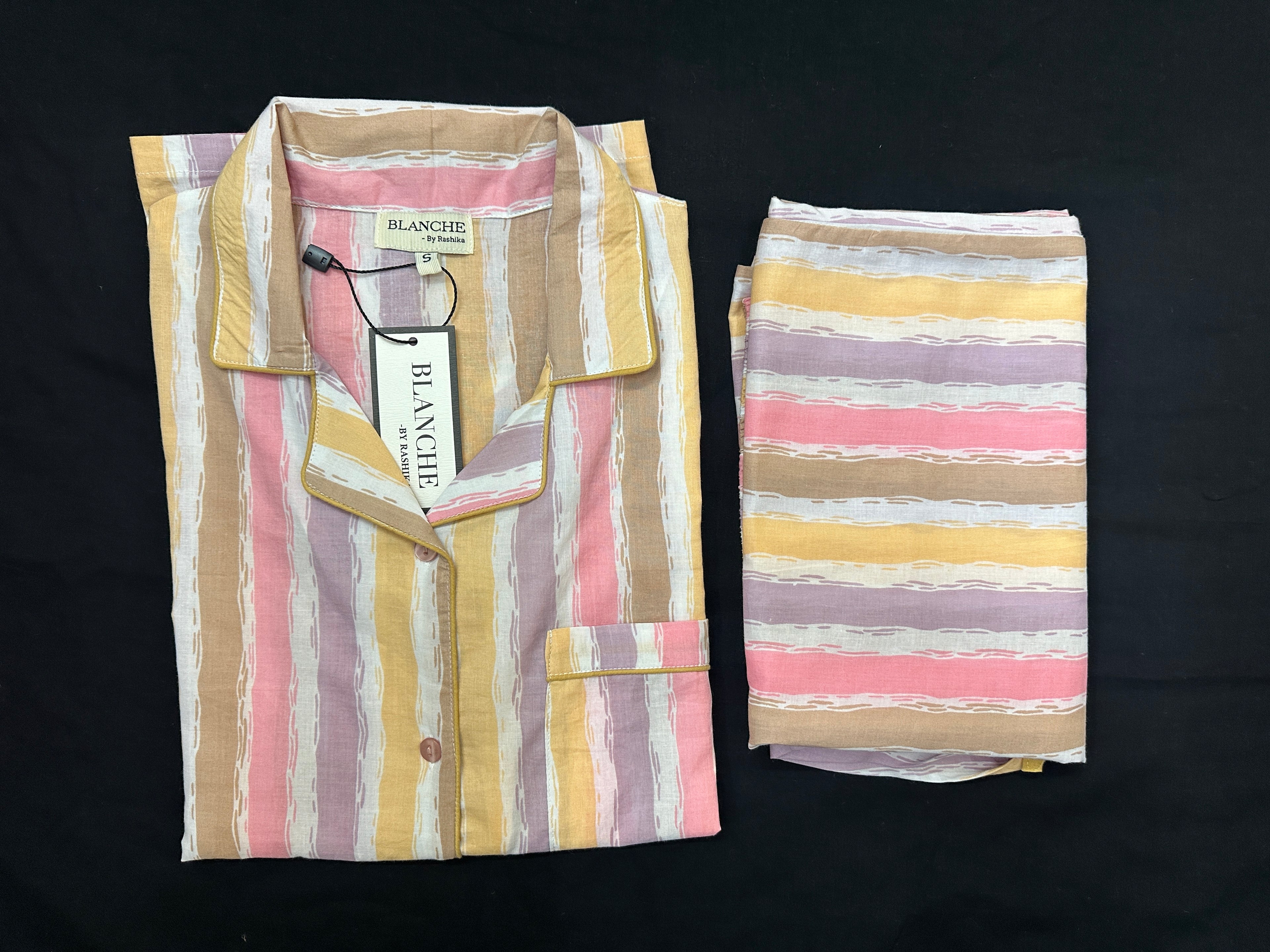 Sunset Sorbet Striped Notched Collar Set