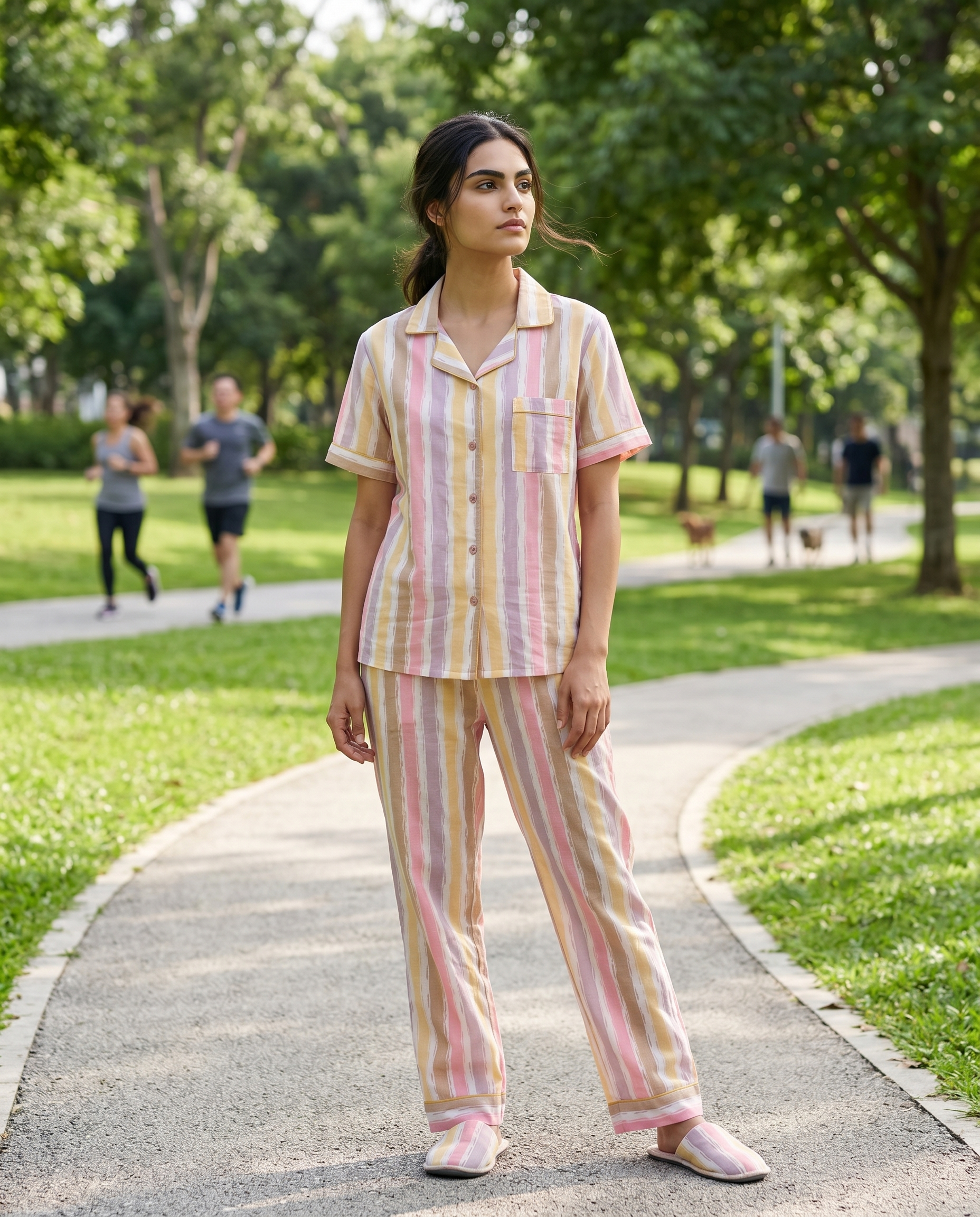 Sunset Sorbet Striped Notched Collar Set